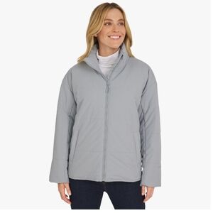 Lands End Light Blueish Grey Women's Air Filled Puffer Jacket NWT